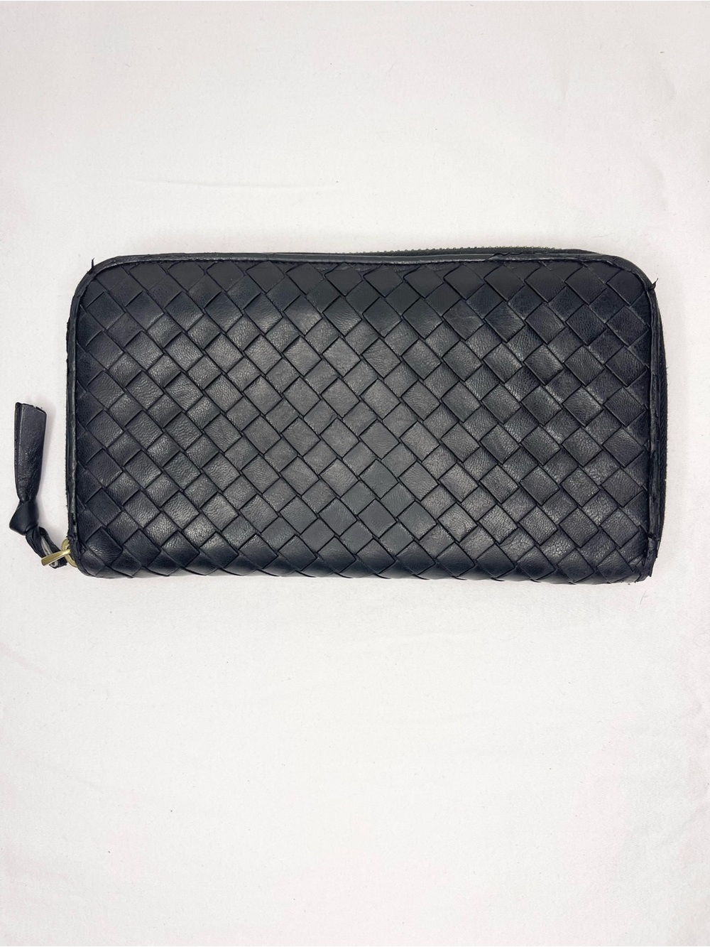 Bottega Veneta Black Intrecciato Woven Leather
Zip Around Continental Wallet